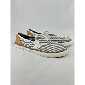 Margaritaville Womens Blue‎ Striped Canvas Slip On Shoes Loafers Sneakers Sz 7.5